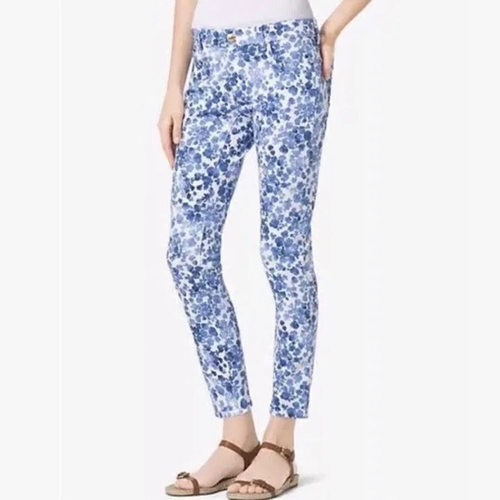 MICHAEL Kors White & Blue Floral Cropped Pants
